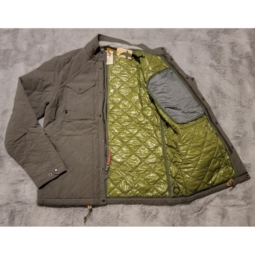 Relwen Quilted Tanker Jacket Mens Medium Gray Green Lined Insulated Puffer Zip
